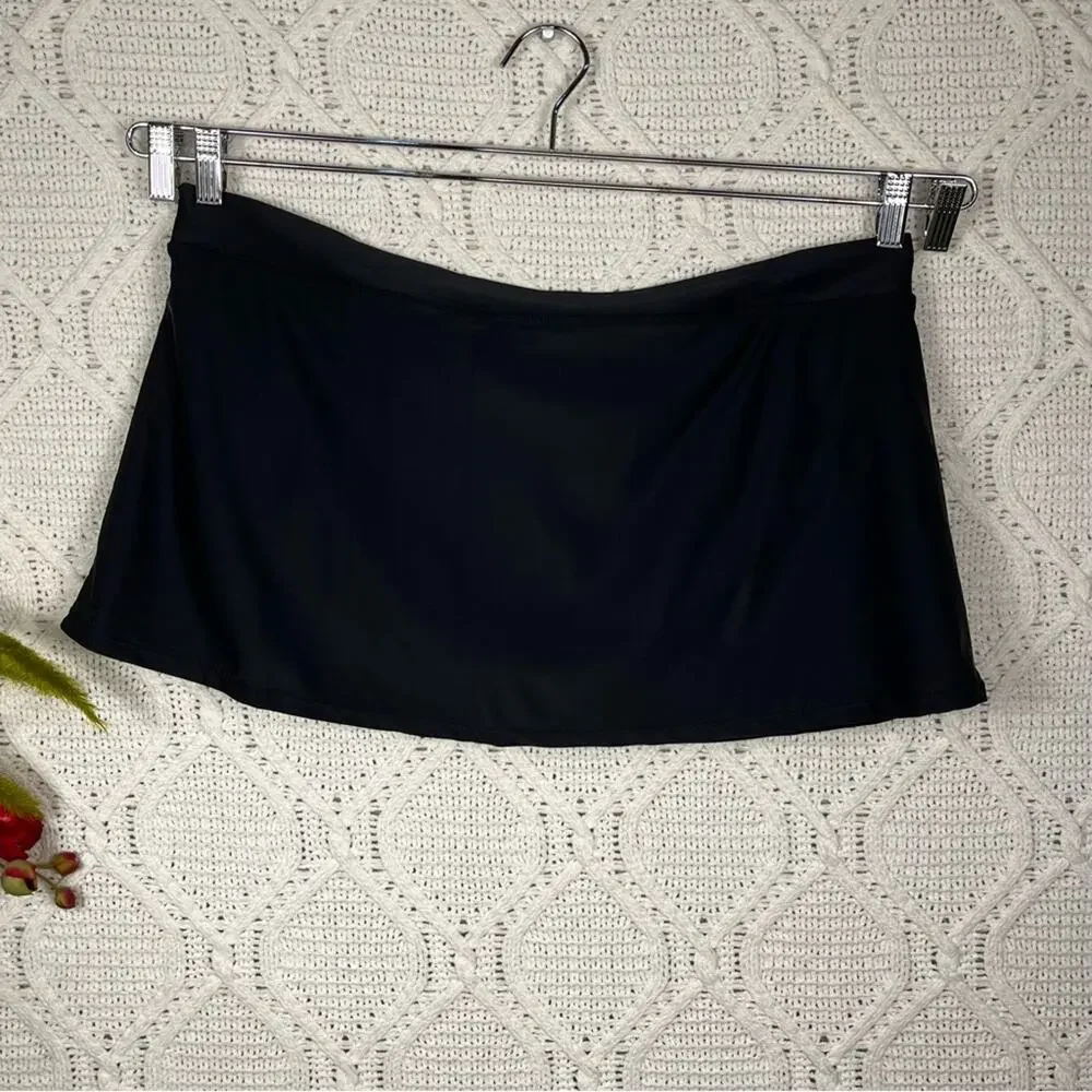 NWT TROPICAL ESCAPE |  Black Swim Skirt Bikini Bottom‎